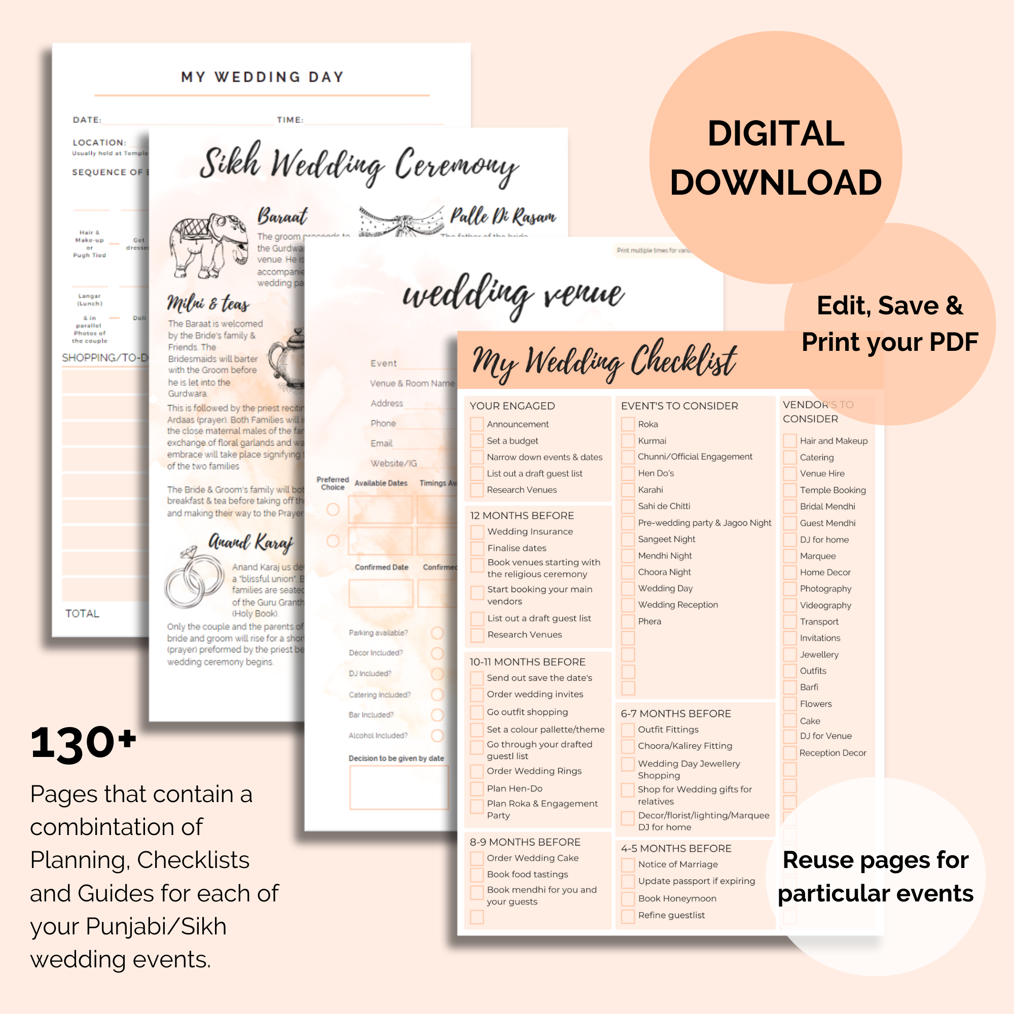 Downloadable Wedding Planner Printable Planner Kit Planning Checklist  Planner Printables Instant Download -  Denmark